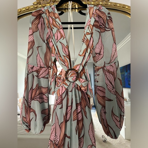 Patbo Printed Long Sleeve Cutout Dress - Peace Lily - Picture 6 of 11